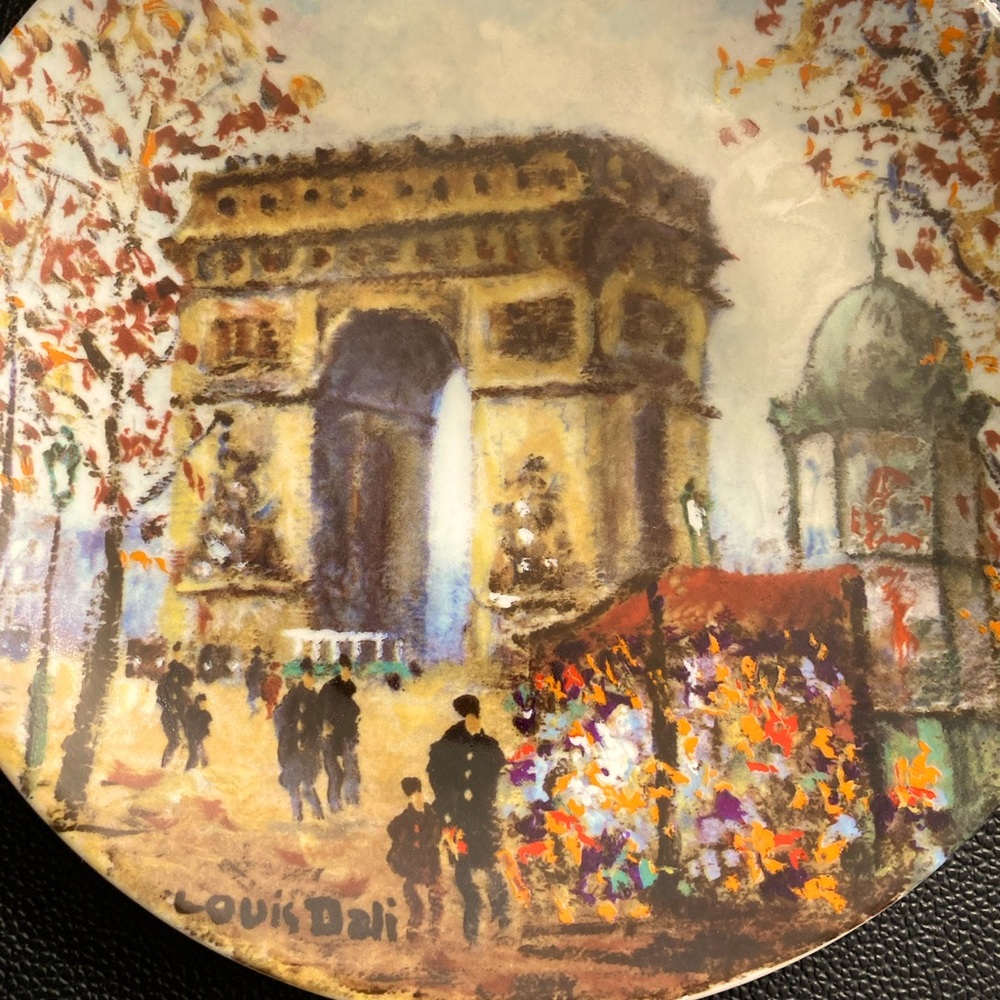 Porcelaine De Limoges France. L’Arc De Triomphe by Louis Dali Hand Painted 1977
